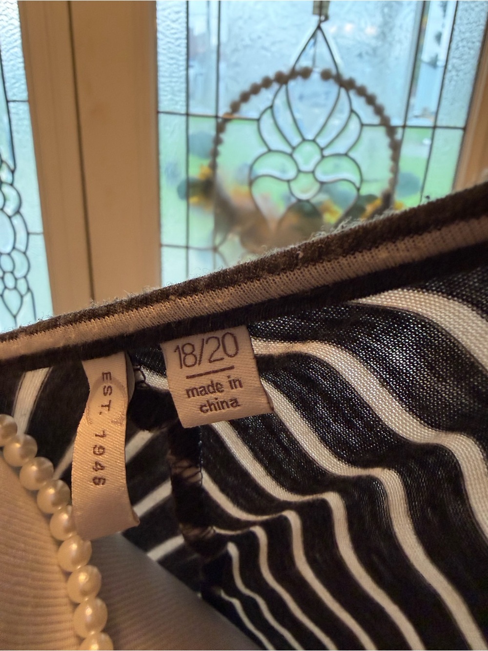 Cato Black and Cream Striped Bell Sleeve Top - Picture 4 of 4
